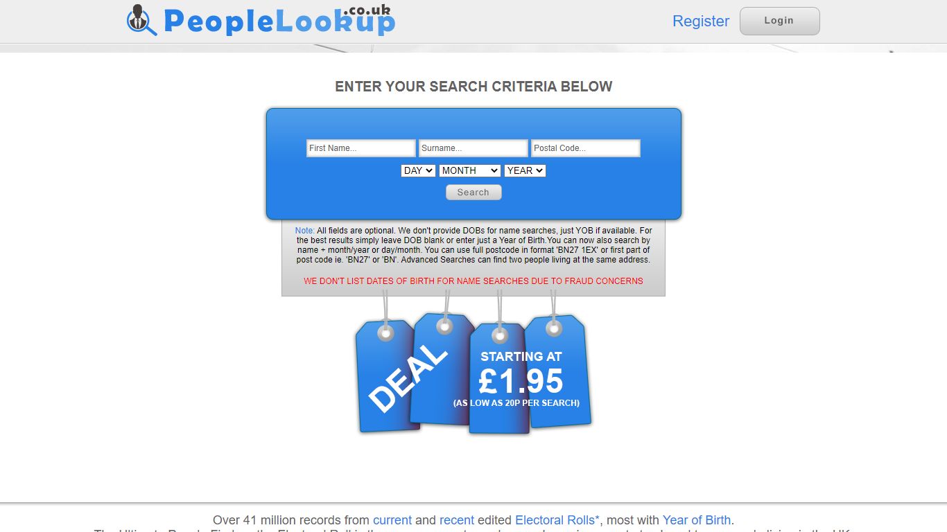 PeopleLookup.co.uk - 41 Million Electoral Roll Records UK GB United ...